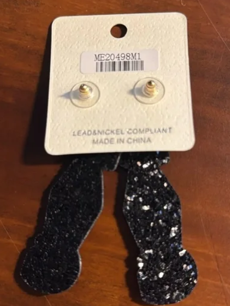 Sparkly Red and Black DAWG Earrings