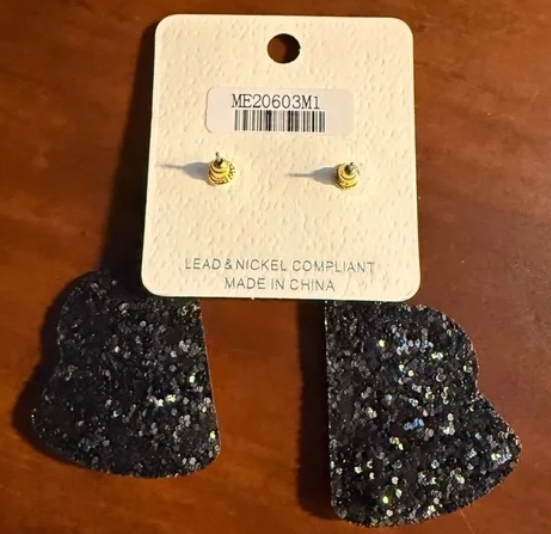 Sparkly Red and Black G Megaphone Earrings