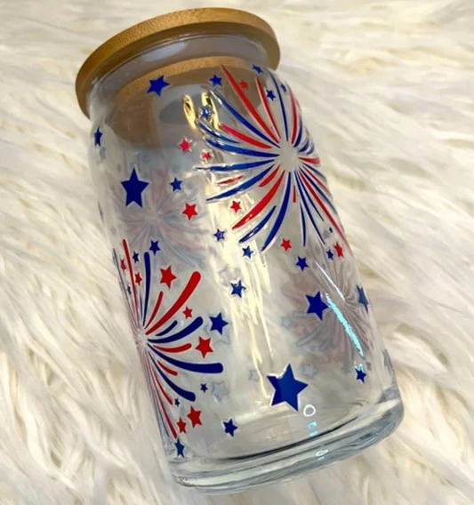 Fireworks 16 oz Glass Cup